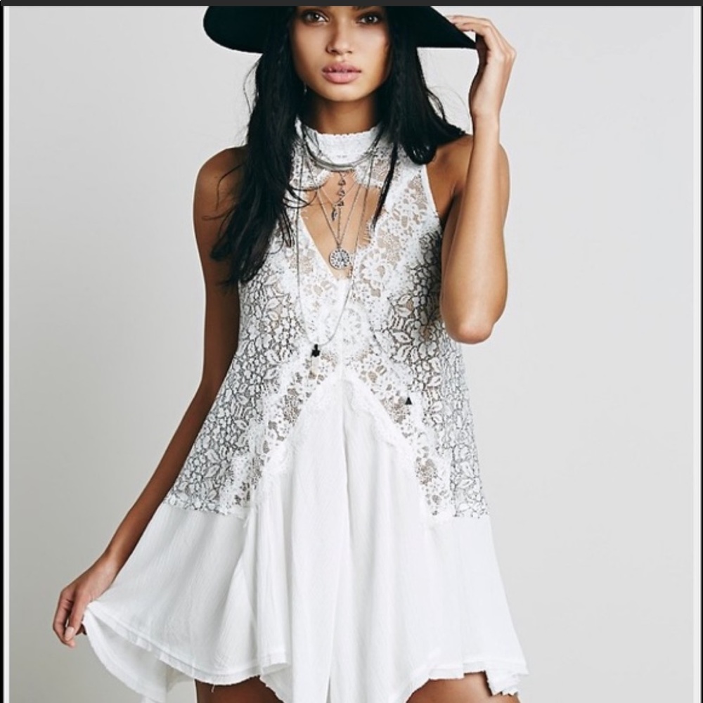 Free People White Lace Tunic